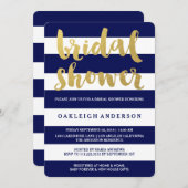 Or chic | Invitation d'Fête des mariées Gras Bleu (Devant / Derrière)