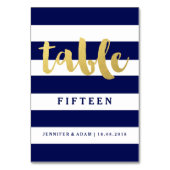 Or chic | Numéros de table Gras Bleu Bande (Dos)