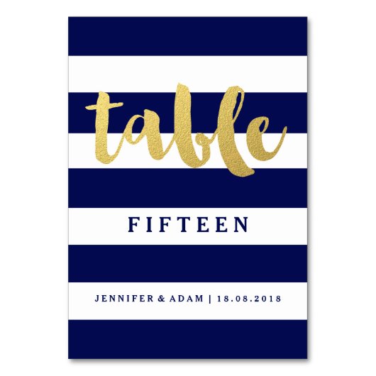 Or chic | Numéros de table Gras Bleu Bande (Par défaut)