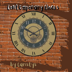 Or contemporain, Brown, horloge murale Steampunk