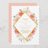 Or, corail, pêche et invitations roses de mariage (Devant / Derrière)