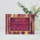 Or, coups de bordeaux, mariage confetti carte RSVP (Debout devant)