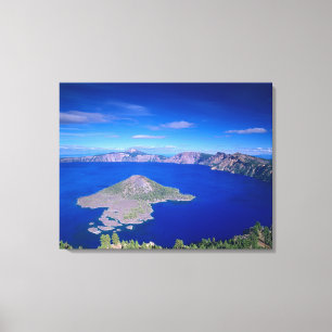 OR, Crater Lake NP, Wizard Island en krater Canvas Afdruk
