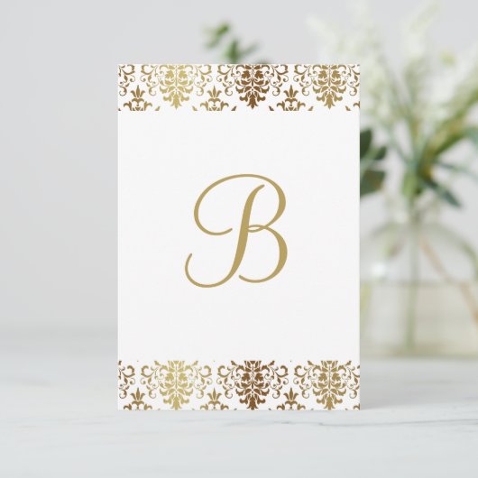 Or Damask blanc Monogramme élégant Merci chic (Debout devant)