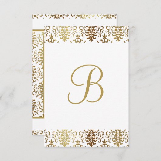 Or Damask blanc Monogramme élégant Merci chic (Devant / Derrière)