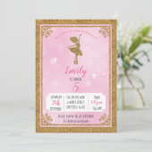 Or de ballerine et invitation rose de fête (Debout devant)