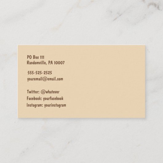 Or de crème de brun de carte de visite (Dos)