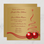 Or de faire-part de mariage avec l'arbre de Noël (Devant / Derrière)