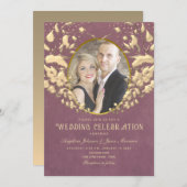 Or de luxe et Faire-part de mariage violet (Devant / Derrière)