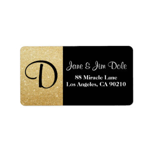 Or de monogramme et étiquette de adresse de retou