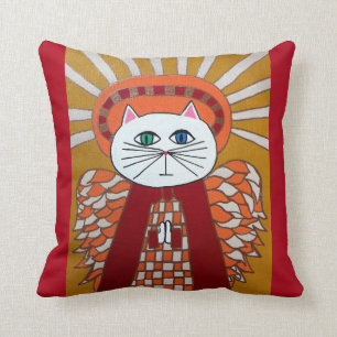 Or de rouge d'ange de chat de coussin d'art de