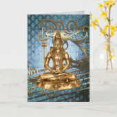 Or de Shiva, bleu, carte pour notes de carte de (Fleur jaune)