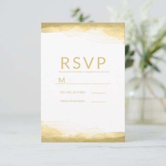 Or Dijon Mustard Aquarelle Mariage moderne RSVP (Debout devant)