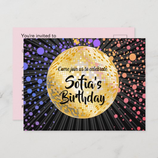 or disco ball Postcard invitation (Devant / Derrière)