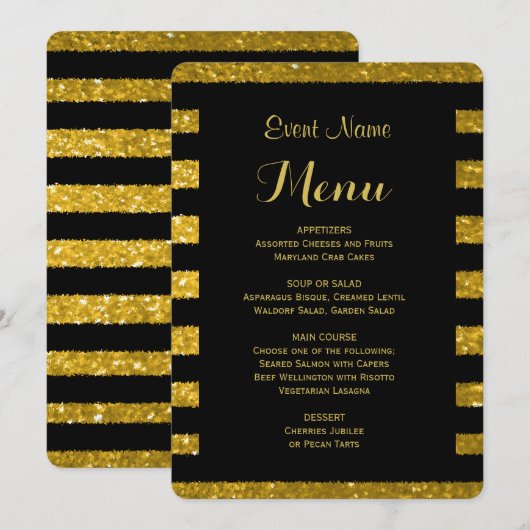 Or du menu | de dîner et rayures noires (Devant / Derrière)