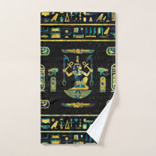 Or égyptien et ornement de marbre bleu