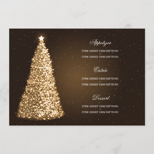 Or élégant de menu de mariage de Noël (Devant)