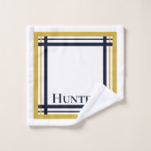 Or élégant et rayé de marine avec monogramme (Gant de toilette)