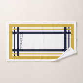 Or élégant et rayé de marine avec monogramme (Serviette à main)