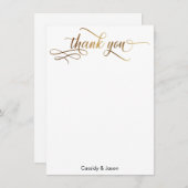 Or Élégant Merci Calligraphie sur blanc (Devant / Derrière)