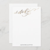 Or Élégant Merci Calligraphie sur blanc (Devant / Derrière)