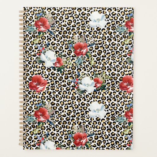 Or Empreinte de léopard Rouge Blanc Floral (Devant)