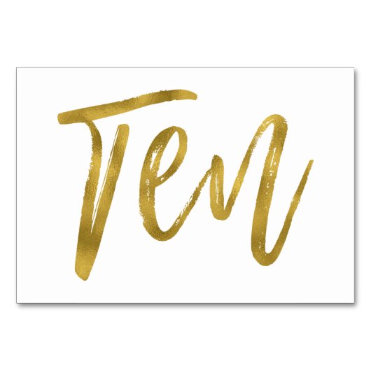 Or et blanc Élégant numéro de table dix. (Devant)