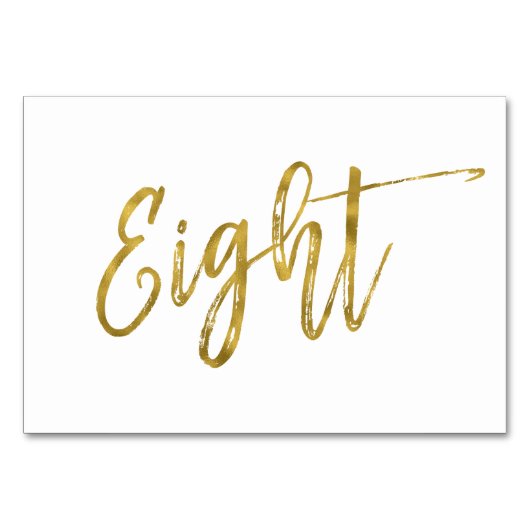 Or et blanc Élégant numéro de table huit. (Devant)