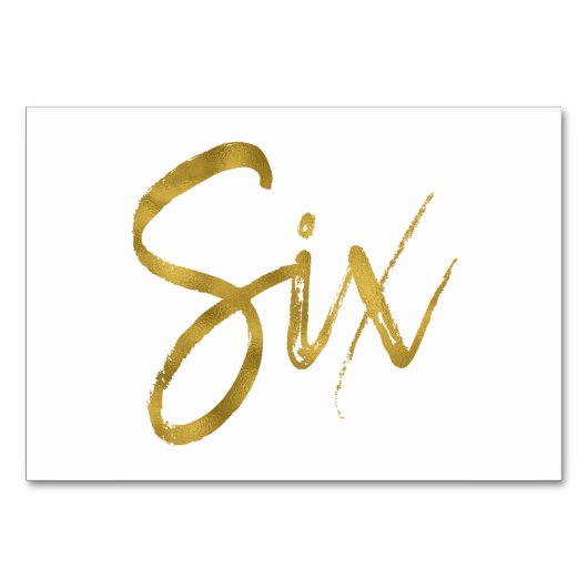 Or et blanc Élégant Numéro de table Six (Dos)