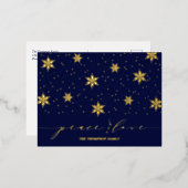 Or et bleu marine | Carte postale Foil de Noël (Recto/Verso)