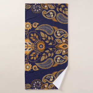 Or et bleu, motif sans couture fleurie.