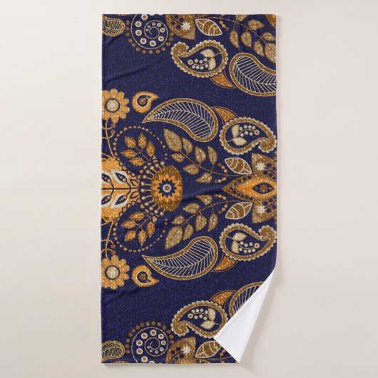 Or et bleu, motif sans couture fleurie. (Serviette de bain)