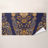 Or et bleu, motif sans couture fleurie. (Serviette de bain)