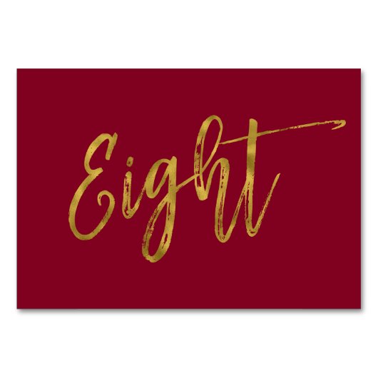 Or et Bourgogne Elégant numéro de table huit. (Devant)