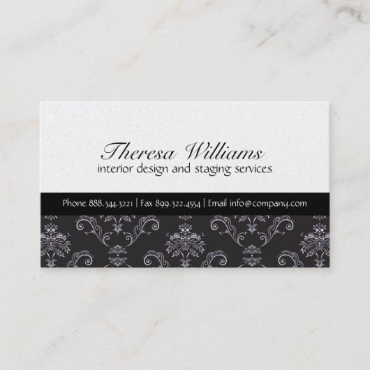 Or et carte de visite noir de damassé (Devant)