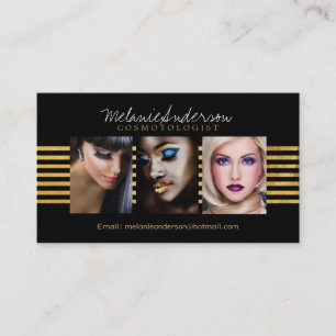 Or et cartes de visite noirs de maquilleur