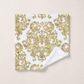 Or et ensemble floral blanc de serviette (Gant de toilette)