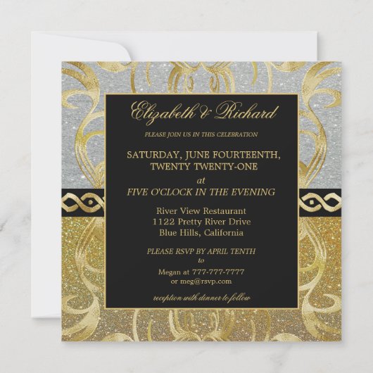 Or et Faire-part de mariage argenté (Dos)