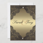 Or et faire-part de mariage noir de dentelle (Dos)