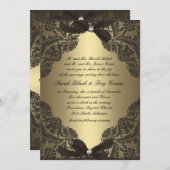 Or et faire-part de mariage noir de dentelle (Devant / Derrière)