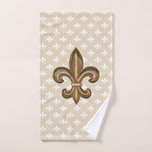 Or et French Fleur de Lis blanc (Serviette à main)