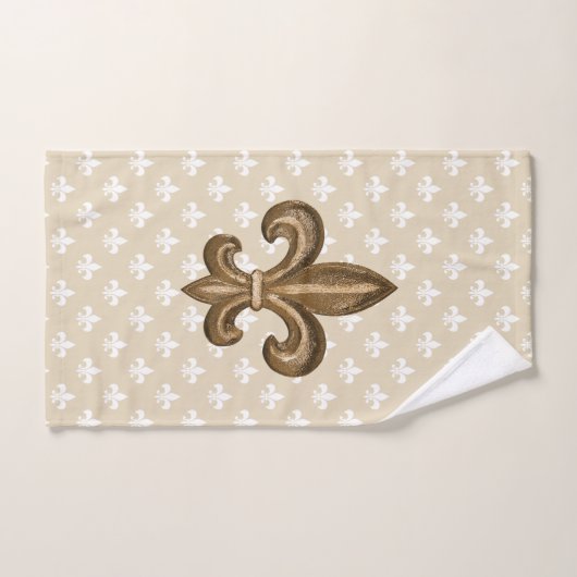 Or et French Fleur de Lis blanc (Serviette à main)
