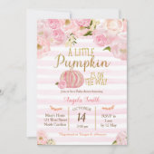 Or et invitation rose de baby shower de citrouille (Devant)