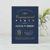 Or et marine | Elegant Engagement Party Invitation (Debout devant)