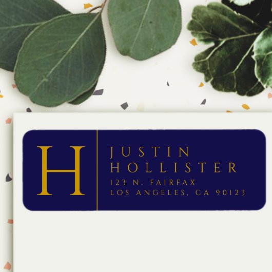 Or et marine | Étiquette d'adresse de retour class
