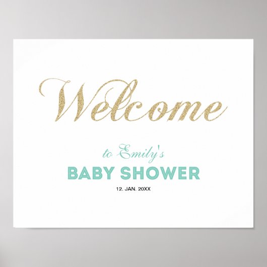 Or et monnaie | Affiche de bienvenue Baby shower G (Devant)