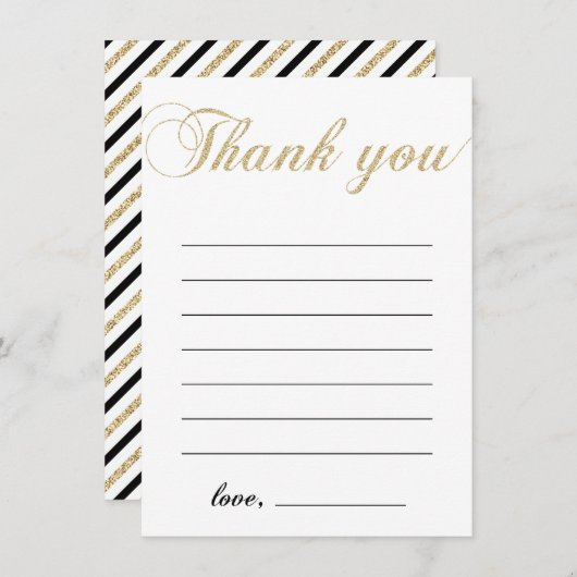 Or et noir | Modern Boy Party Merci Note (Devant / Derrière)