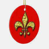 Or et ornement de Red Fleur de Lis Christmas (Droite)