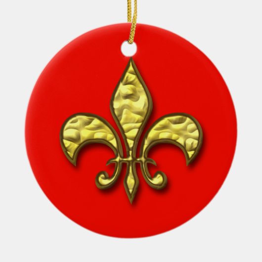 Or et ornement de Red Fleur de Lis Christmas (Devant)