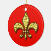 Or et ornement de Red Fleur de Lis Christmas (Gauche)